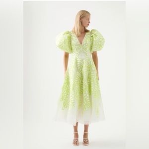 Aje Botanical Appliqué Midi Dress